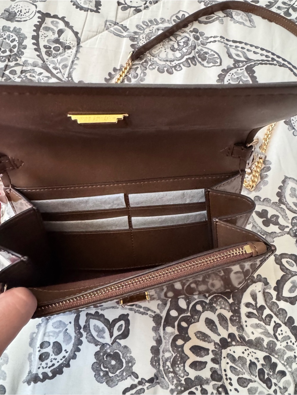Tory Burch Brown Leather Chain Crossbody with Gold Hardware - Picture 3 of 5